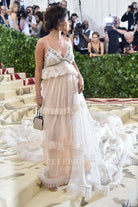 Selena Gomez nude long train prom dress 2022 met gala 
