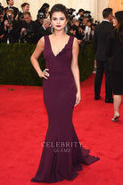 Selena Gomez raspberry mermaid prom dress 2014 met gala
