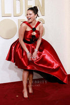 Selena Gomez red keyhole dress 2024 gold globes red carpet 