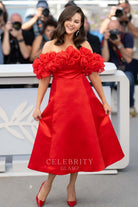Selena Gomez red off shoulder dress 2024 Cannes film festival