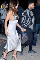 Selena Gomez thin straps dress leaving 2017 left Rao's restaurant