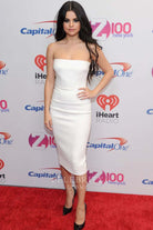 Selena Gomez white strapless prom dress 2015 z100's jingle ball