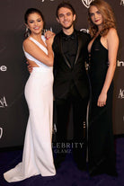 Selena Gomez wide straps prom dress golden globe awards after party 2015