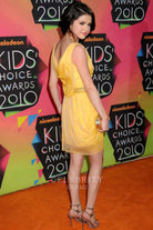 Selena Gomez yellow cowl back prom dress 23rd annual kids choice awards
