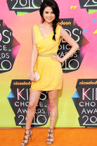 Selena Gomez yellow short prom dress 23rd annual kids choice awards