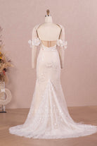 sequin lace applique mermaid wedding dress