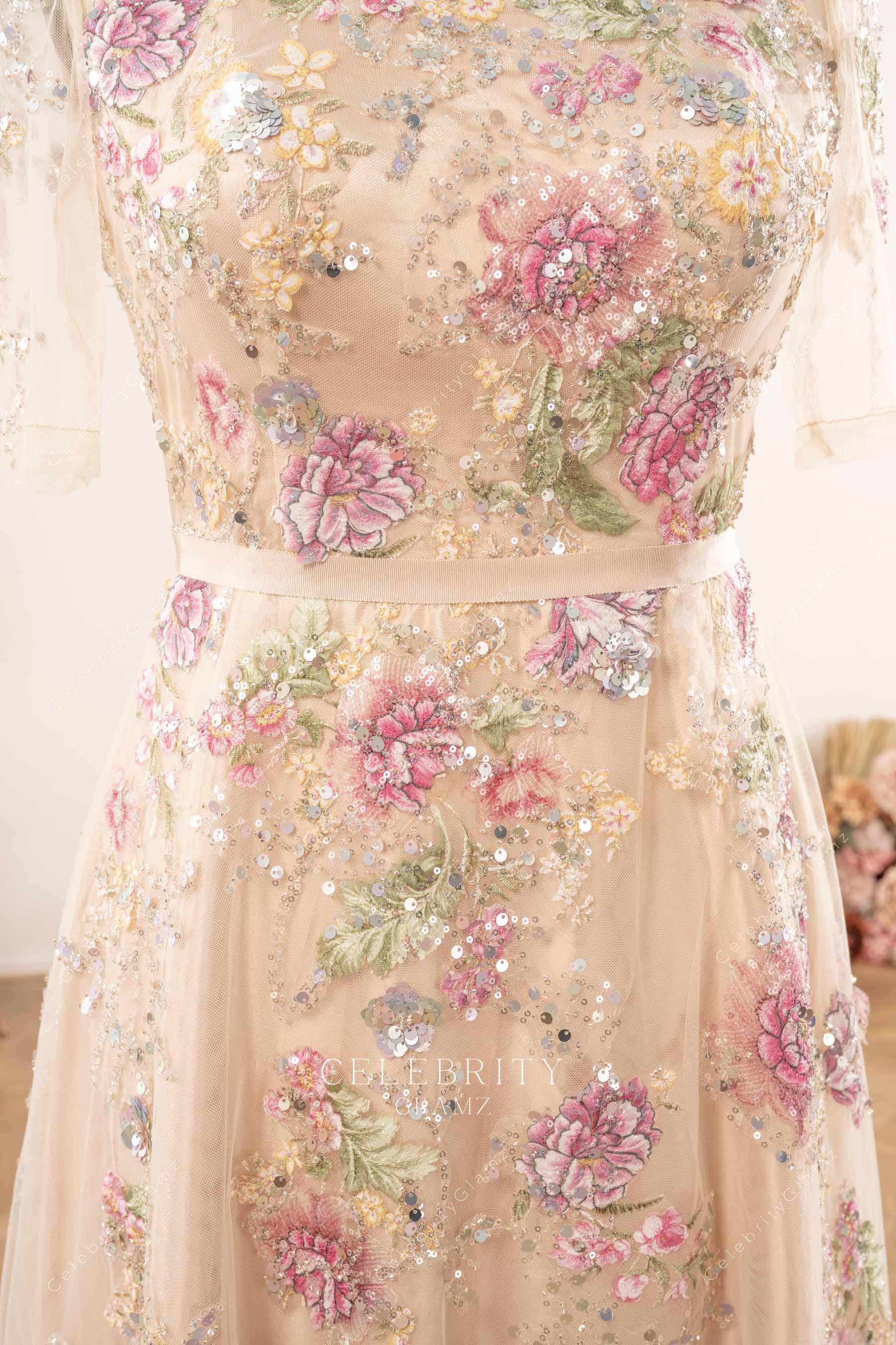 sequin lace appliques mother of bride dress
