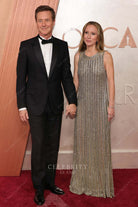 Shauna Robertson grey beaded 2025 Oscars red carpet dress