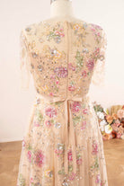 sheer sequin lace back mother of bride dress