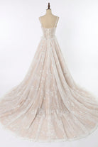 shimmery lace a line wedding dress