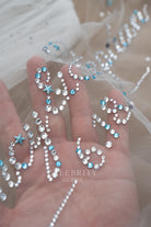 shimmery rhinestone pearls stars wedding veil