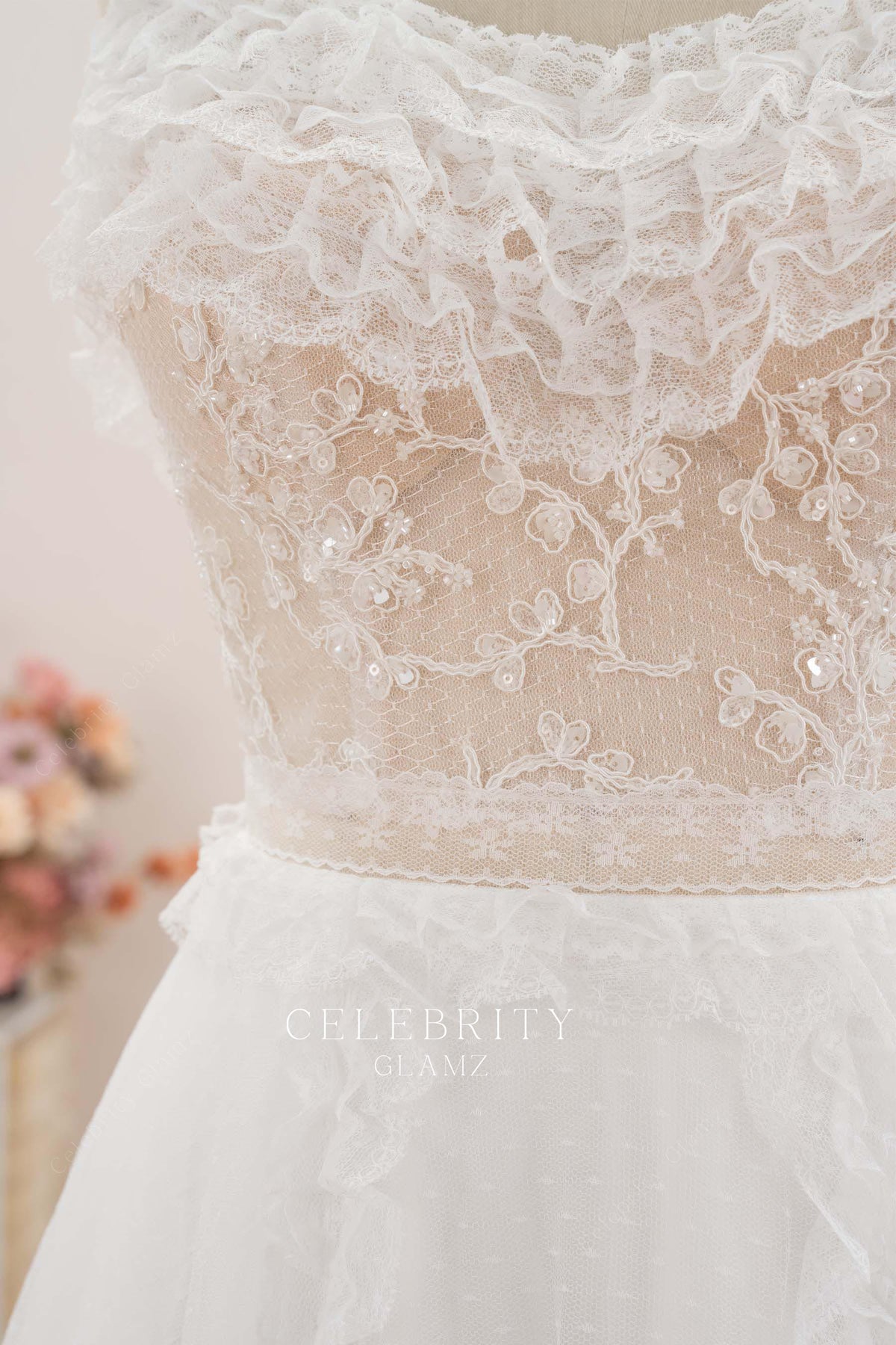 shimmery sequin lace wedding dress