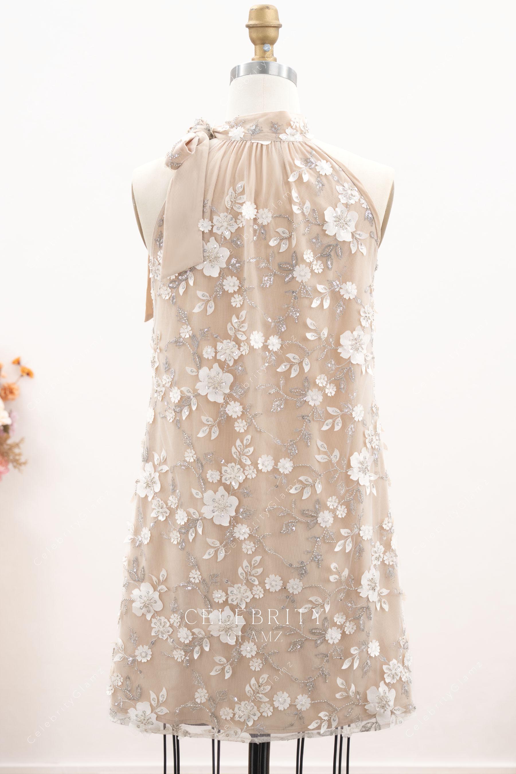 short flower lace bridal dress