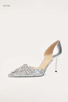 silver glitter heeled bridal shoes
