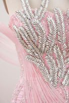 silver rhinestones prom dress