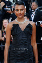 Simone Ashley v neck prom dress Cannes film festival red carpet 2024 