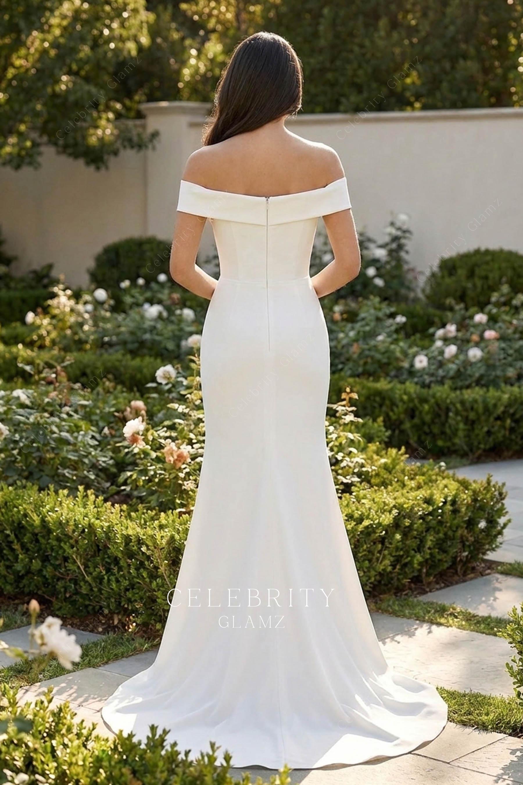 simple crepe wedding dress