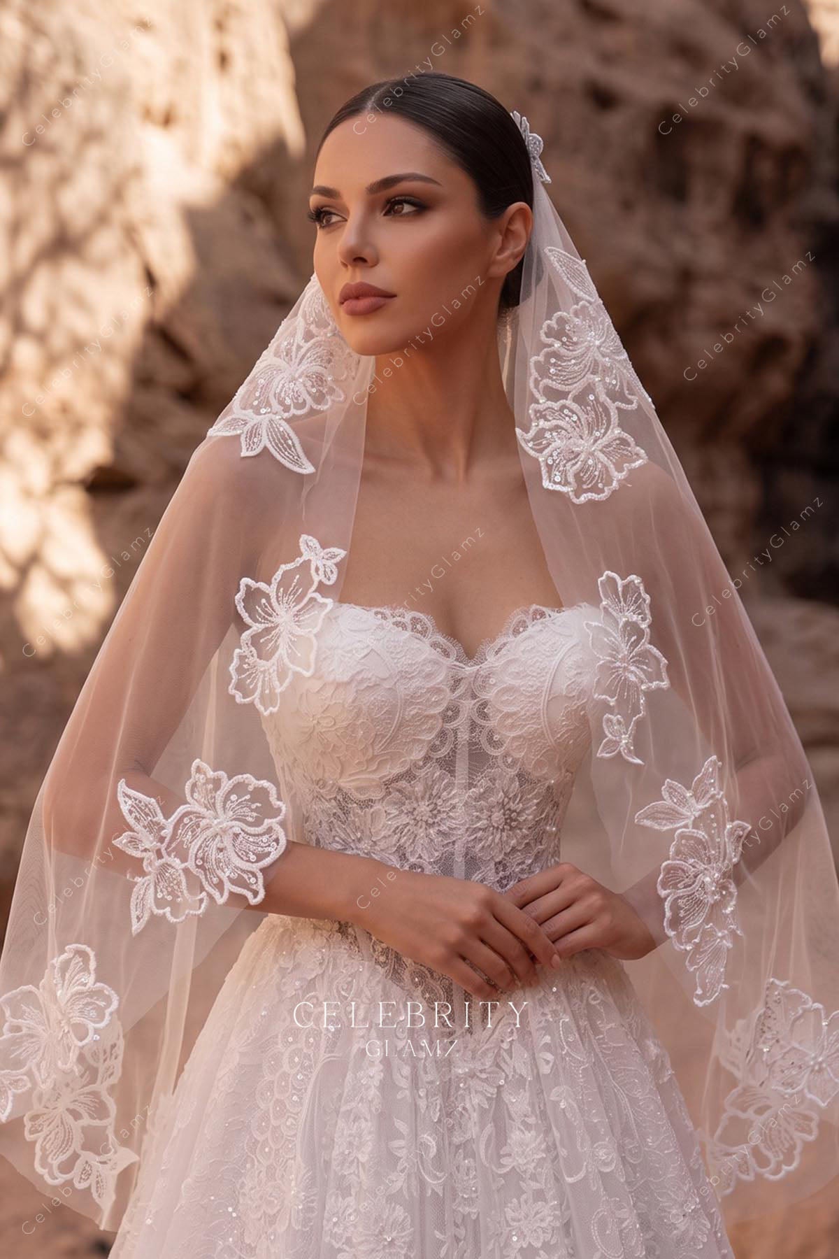 single layer with comb bridal veil 
