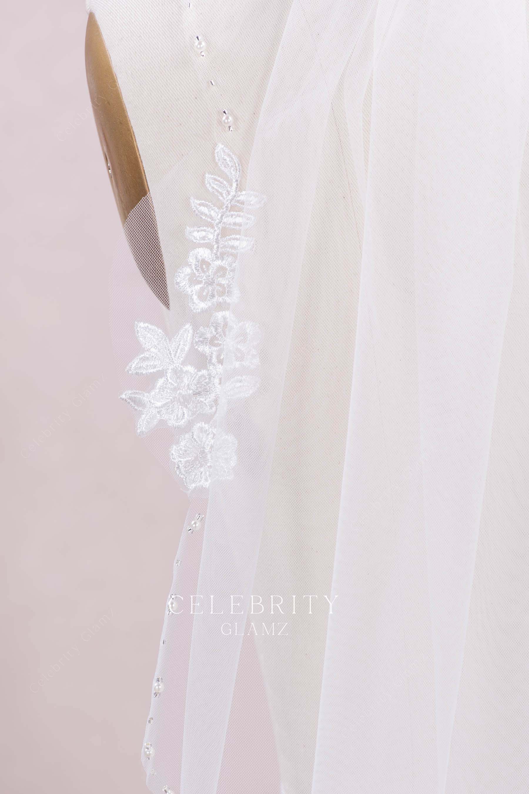single tier tulle wedding veil 