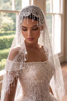 single tier vintage lace bridal veil
