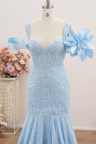 sky blue sweetheart neck mermaid prom dress