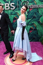 Skye Maddox pleated court train formal dress 76th tony awards 