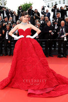 Sofia Carson red strapless 2023 Cannes film festival Outfit