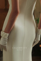 soft white satin bridal gloves