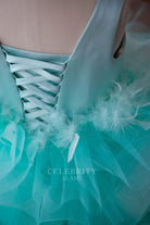 spa green ruffled tulle little girl dress