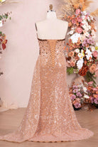sparkly coffee fit flare prom dress