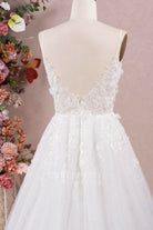 sparkly v back wedding dress