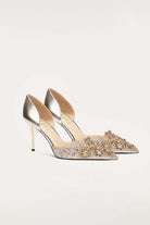 sparkly gold high heel bridal shoes