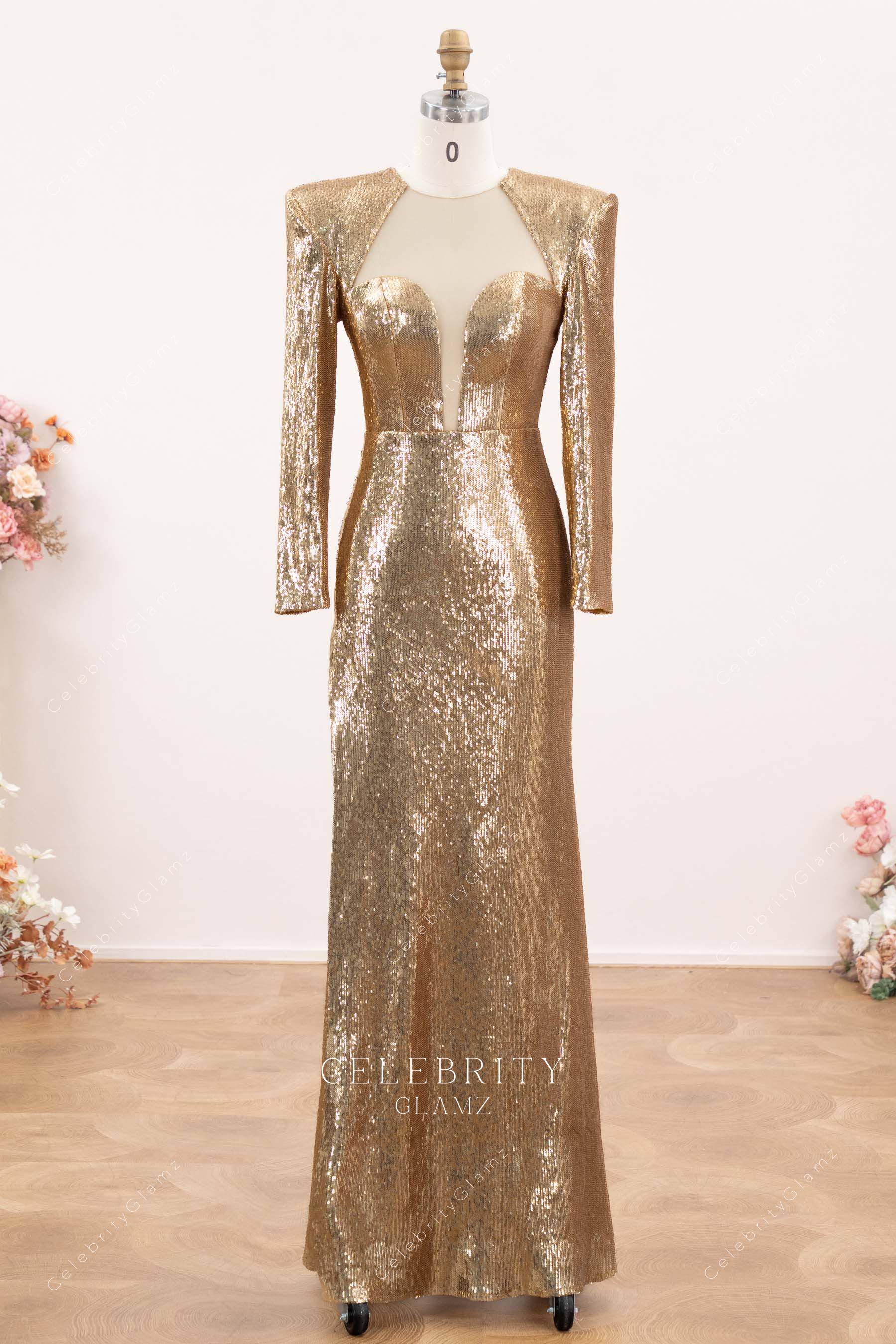 sparkly gold sequin prom dress