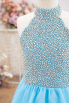 sparkly halter bodice kids pageant dress