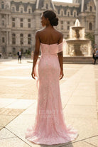 sparkly pink mermaid prom dress