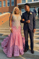 sparkly pink sequin mermaid prom dress