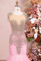 sparkly pink trumpet prom dress 
