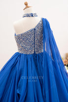 sparkly rhinestone asymmetrical back pageant dress