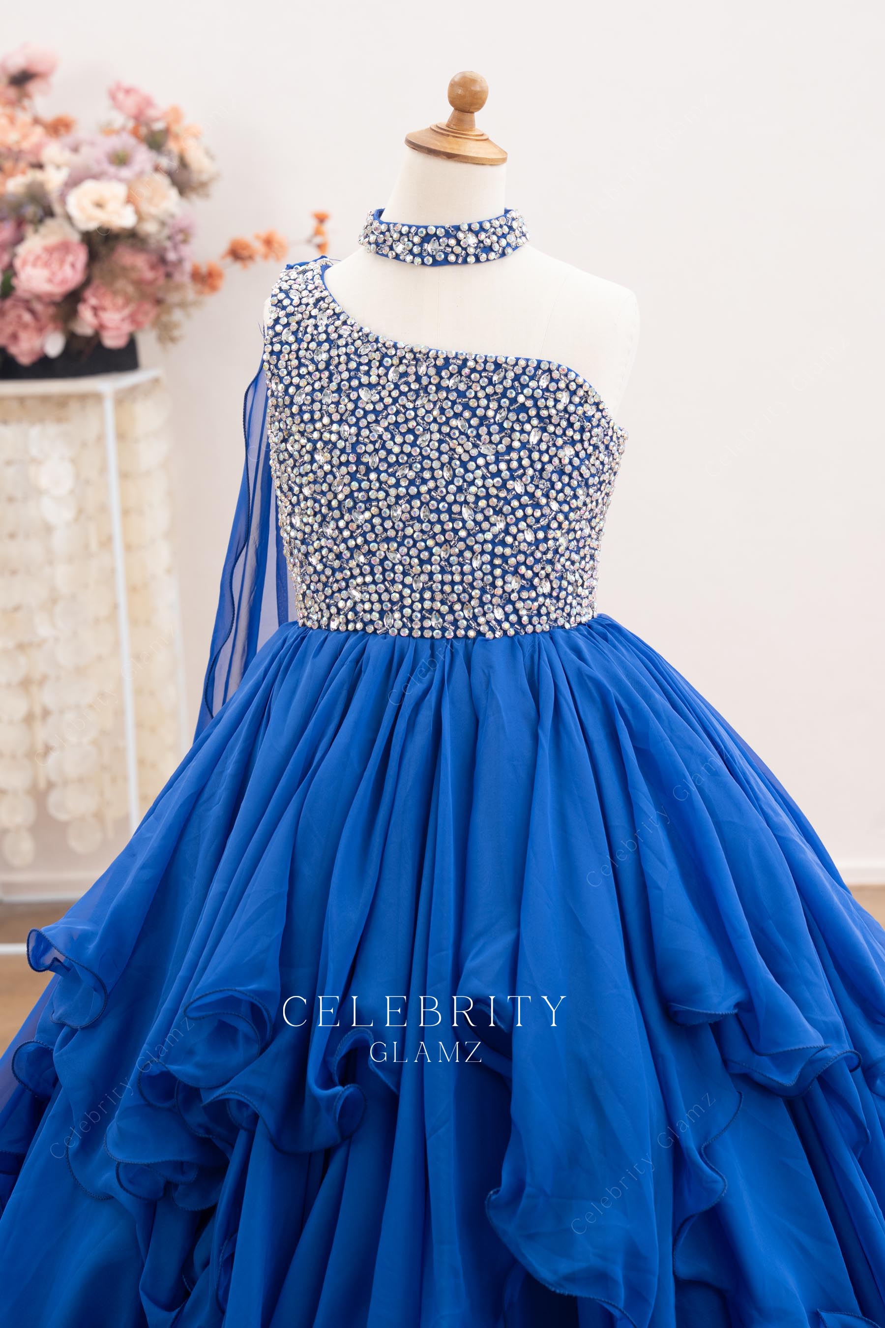 sparkly rhinestone bodice a line pageant dress