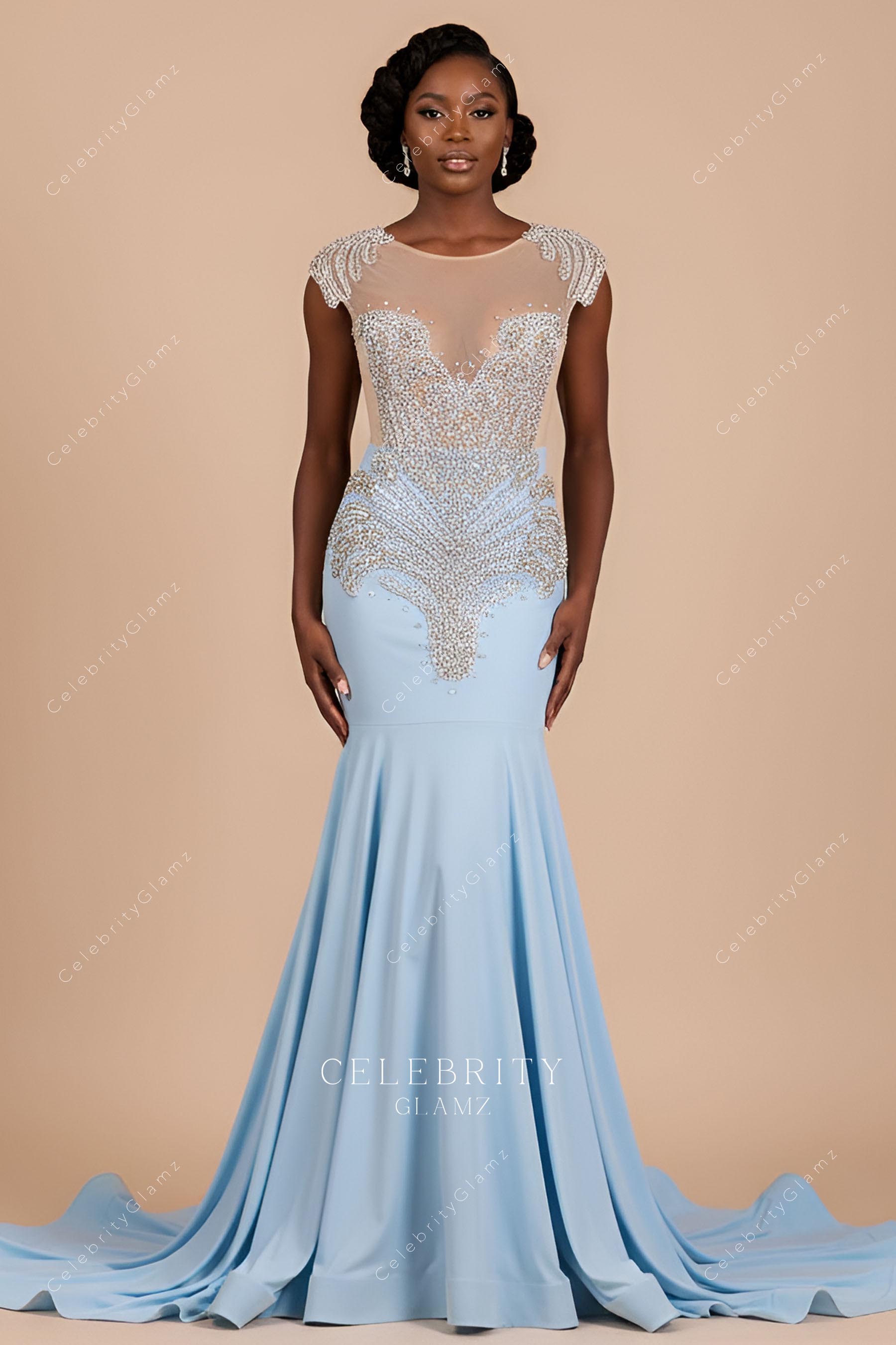 sparkly rhinestone mermaid prom dress