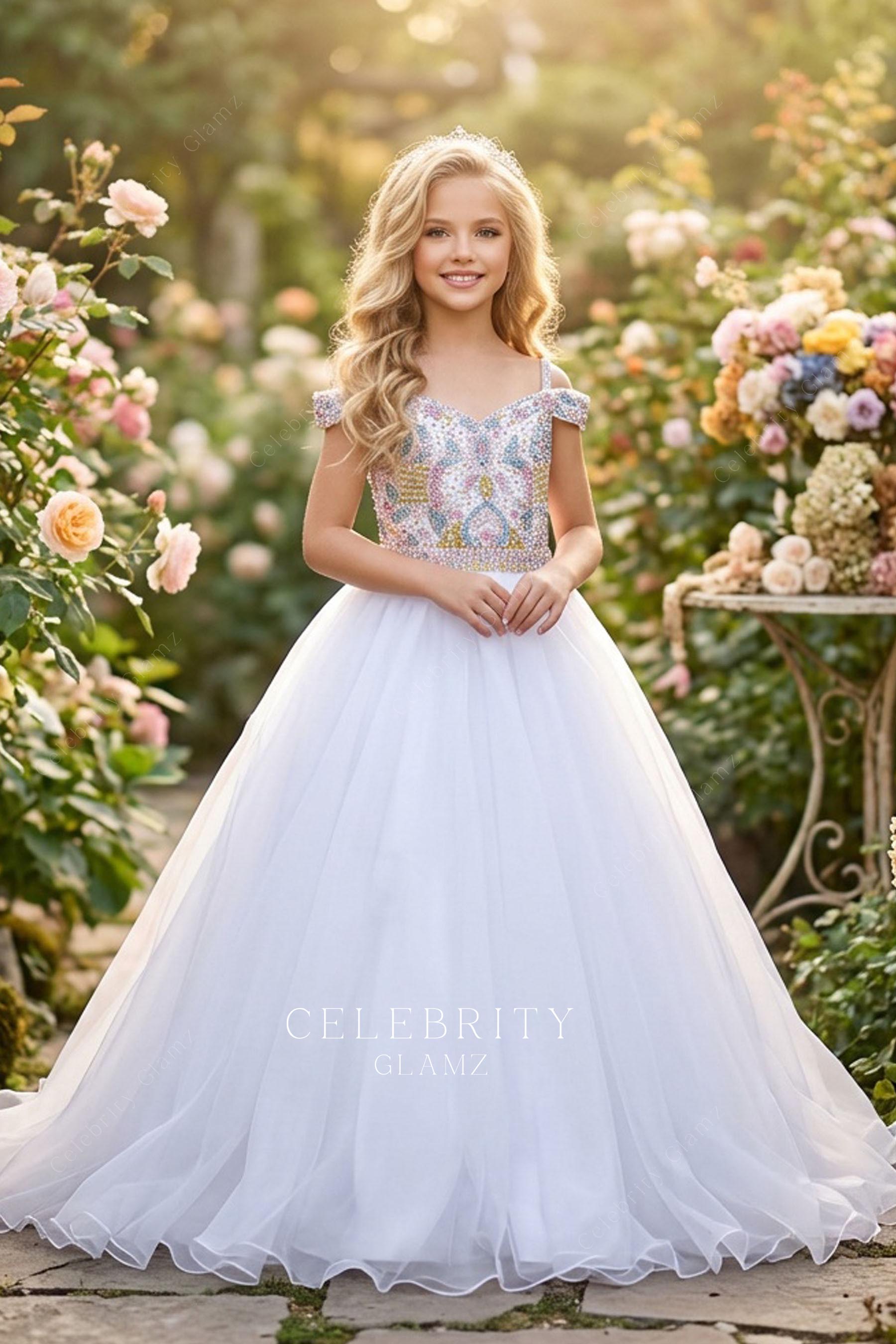 sparkly rhinestones a line pageant dress