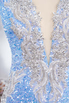 sparkly rhinestones plunging neck prom dress