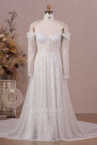 sparkly sequin a line wedding dress