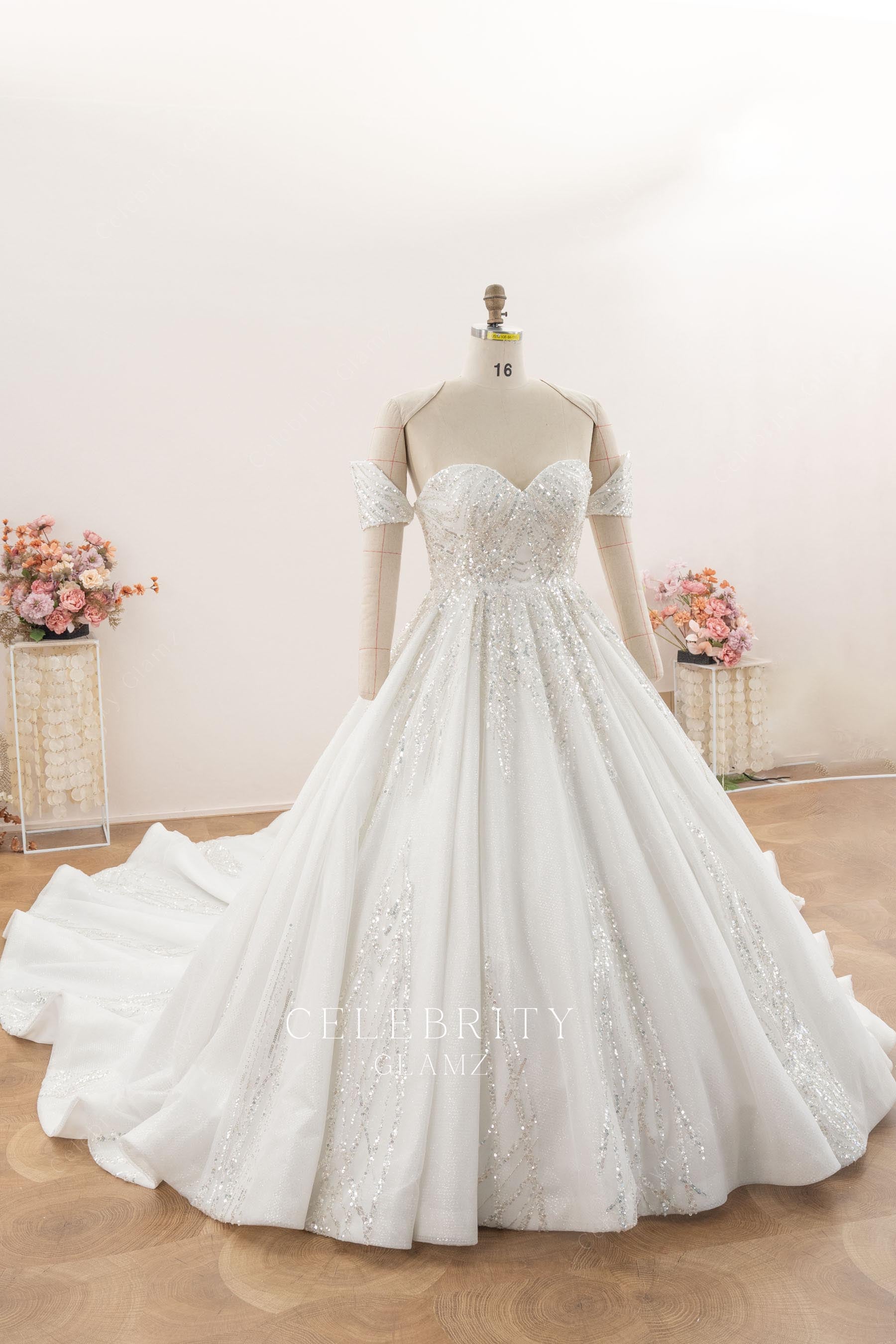 sparkly sequin lace wedding dress