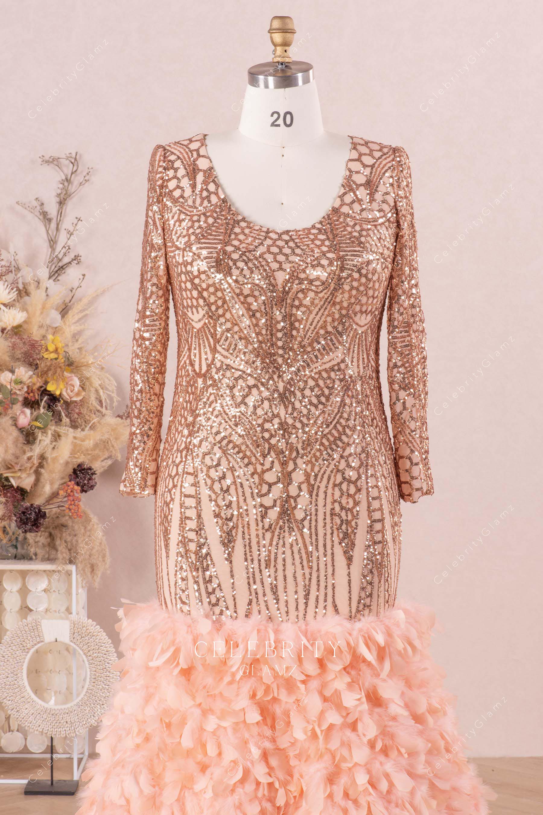 sparkly sequin scoop neck prom dress