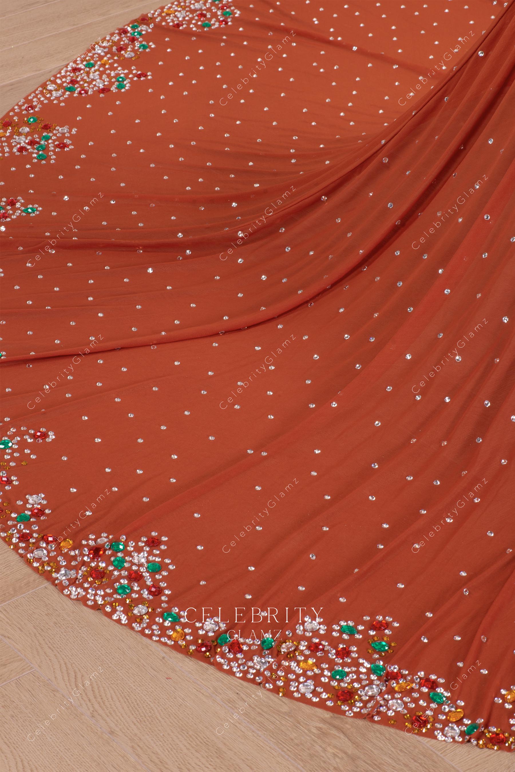 sparkly rhinestones tan formal dress