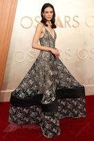 Stacy Martin black 2025 thin straps  Oscars red carpet dress