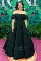 Stephanie Hsu black off shoulder prom gown 76th tony awards