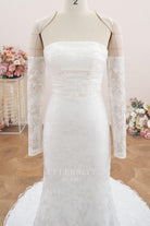 straight across off the shoulder wedding dress