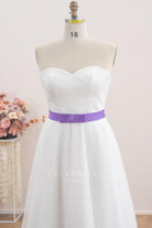 strapless a line white bridal dress